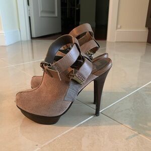 Miss Robertson Gray Suede Ankle Boots with straps